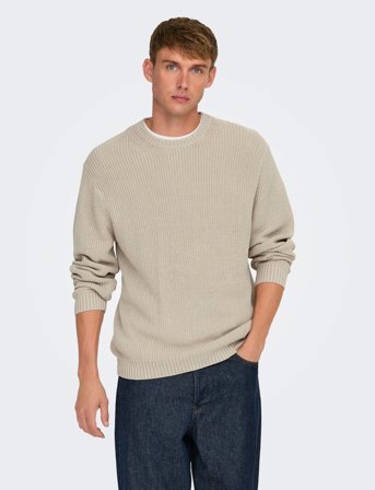 ONLY & SONS Onsrosu Reg 7 Wash Crew Knit Ww - Beige - XL