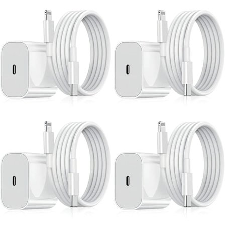 Förpackning - iPhone Laddare - Snabbladdare - Adapter + 2m Kabel 20W USB-C Vit 4-Pack iPhone (NT)-WELLNGS