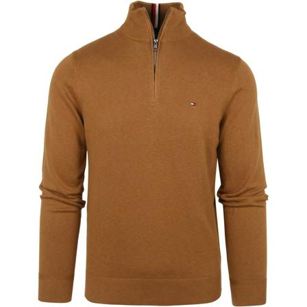 Tommy Hilfiger Half Zip Trui Camel , Bruin , Heren , Maat: M