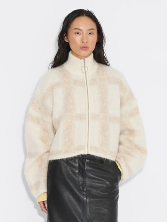 Holzweiler Tine Light Check Cardigan - Lt Brown Mix - Women's - L