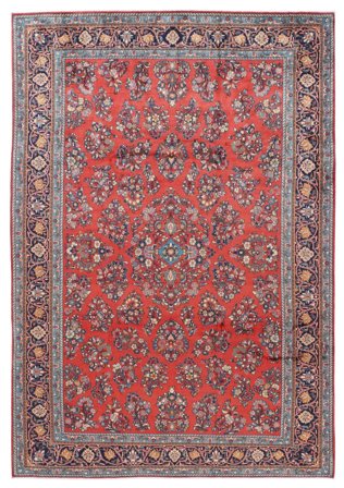 Sarouk Rug 240X350 Dark Red/Red Wool, Persia