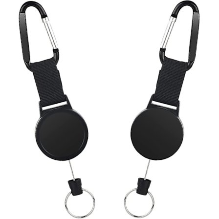 2 kpl laajennettavaa avaimenauhaa avaimenperällä, vedettävä avainrulla, avainjojo, avaimenperä 73 cm / 28 tuuman teräsvaijerilla - musta Hy