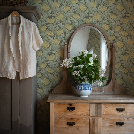 Duro Sigrid 519-03 Tapet Gammelsvenska Klassiker 1850-1950 Gulgrön, Färg & tapeter