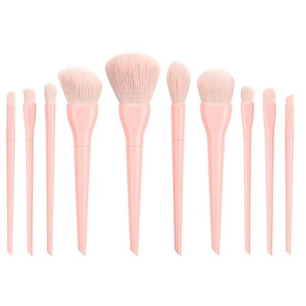 Uppsättning av 10 godisfärgade sminkborstar