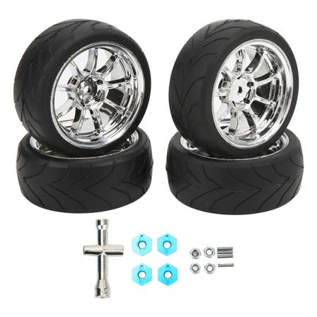 4st 1/10 RC-hjul Stark dämpning RC-däck med hög nötningsbeständighet Gummi RC-bildäck för de flesta 1/10 platt sportbil A-däck