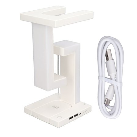 Magnetisk Levitering Nattlys Berøringsbryter LED Bordlampe med Trådløs Lading Hvit