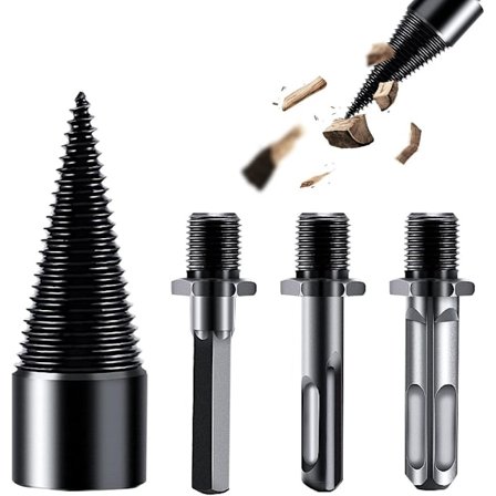 Brændekløver, 42 mm, konisk skrue, spiralbor med 3 bor, trækløverbor til hjemmebrug (42 mm)