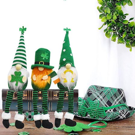 Heldige St. Patrick's Day-nisser Plys Nisse Dukke Dekorationer Irsk Grøn Shamrock Gave Svensk Tomte til Hjemmebord Ornamenter ZD B2U