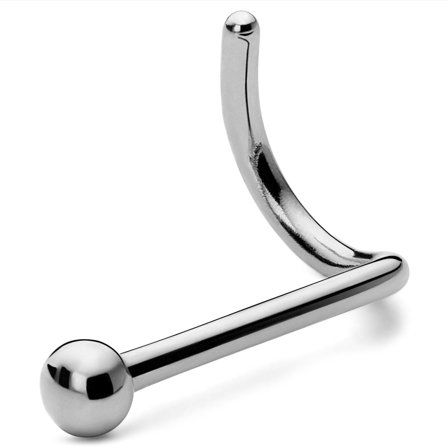 6 mm Silver-Tone Ball-Tipped Titanium Spiral Nose Screw for Men - Nose piercing jewellery