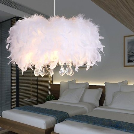 40 cm Hengelampe Unik Design LED Lysekrone Fjær