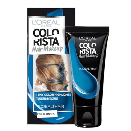 L'Oreal Paris, Colorista Hair Makeup, Semi-Permanent Hair Dye, #COBALTHAIR, 30 ml