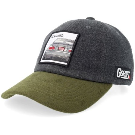 Gearshift - Grå unconstructed Keps - Slammed Bimmer Pach Wool Charcoal/Olive Dad Cap @ Hatstore
