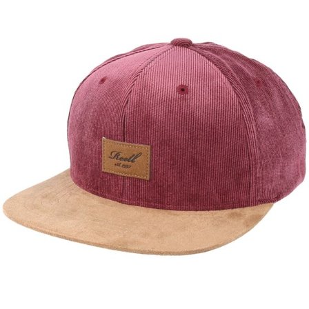 Reell - Röd snapback Keps - Suede Burgundy Manchester/Camel Snapback @ Hatstore