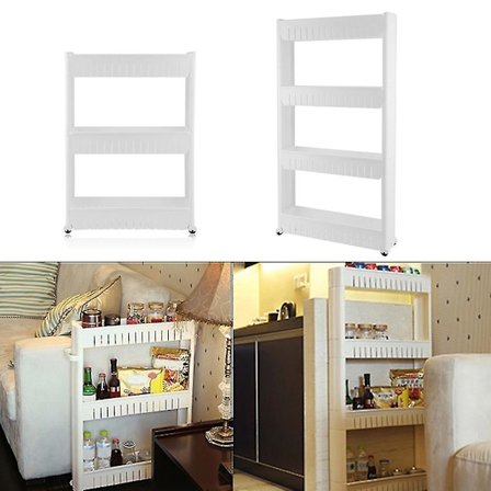 3/4-lags Køkkenvogn Krydderi Opbevaringsstativ med Nem Udskydning