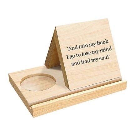 Personlig Bokställ i Trä med Triangelform och Mugghållare för Kaffekopp, Anpassad Födelseblomma Bokmärke Ho LGL