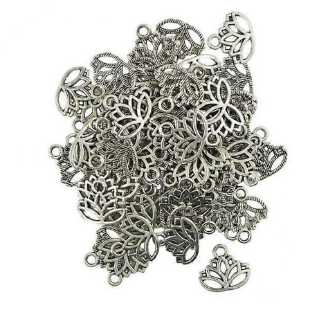 5x50st ihåliga lotusblomma utskurna hängen berlocker smyckestillverkning fynd DIY