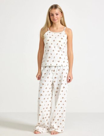 Lindex Pyjama Set Singlet Trousers Mi - Cream - 158/164