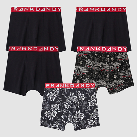 Frank Dandy Bokserit 5 pack Musta Punainen