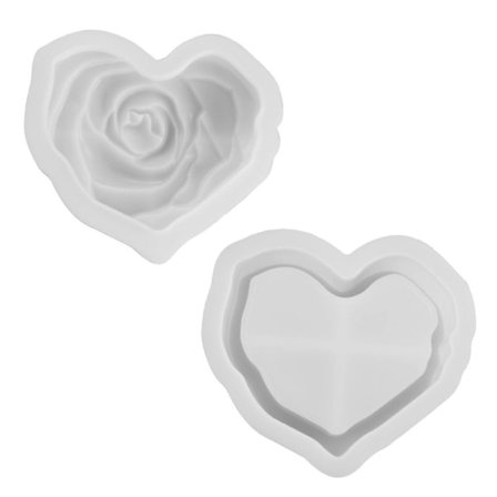 Silikone Resinforme med Låg til DIY Håndværk Hjerte Rose Opbevaringsboks Form Beholder Smykkeskrin Pen Kop Dekorationer Genanvendeligt Silikone Form 