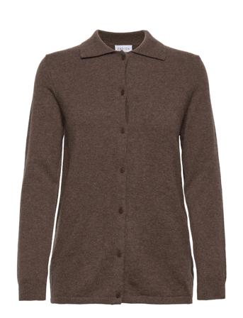 Classic Shirt Strikkegenser Cardigan Brun Davida Cashmere