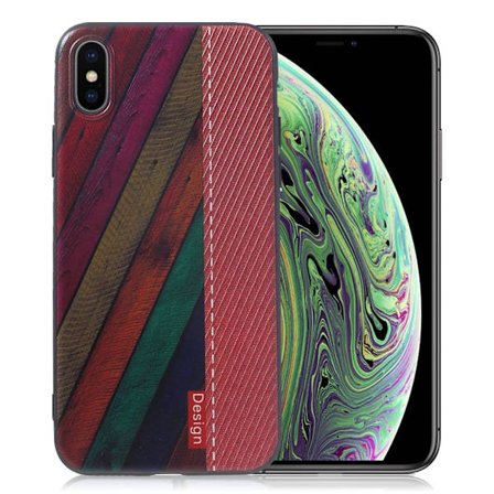 iPhone XS etui med præget mønster - Rød / Farverige Striber