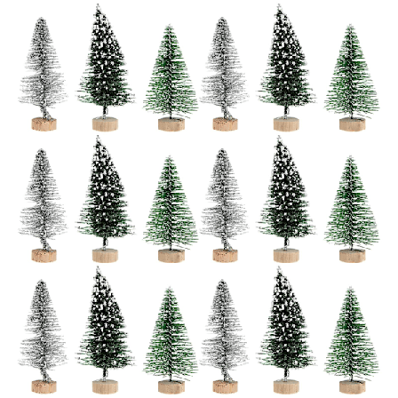 24 st bordsdekorationer för öppen spis, dekorativa bordsgranar, julbordsdekoration, flockade miniträd