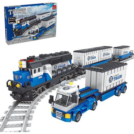 Technic Tog Lokomotiv Byggesett, Moc Tog Lokomotiv Modell Med Togskinne Scene, 1008 Deler DIY Monterings Byggeklosser Togsett