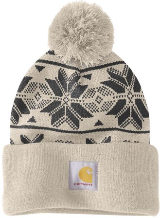 Carhartt Workwear Carhartt W's Knit Pom Jacquard Beanie Oat Milk - Mössor, Kepsar & Hattar