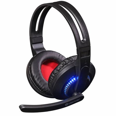 Denver GHS-101 Kabelanslutet gamingheadset med USB, 3,5 mm kontakt och LED-belysning