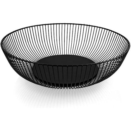 Fruktkorg fashion svart rund öppen metall dekorativ frukt skål bröd korg frukt förvaring för frukt grönsaker snacks (svart)