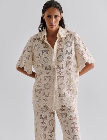 Malina Ari Guipure Lace Shirt - Cream - 40