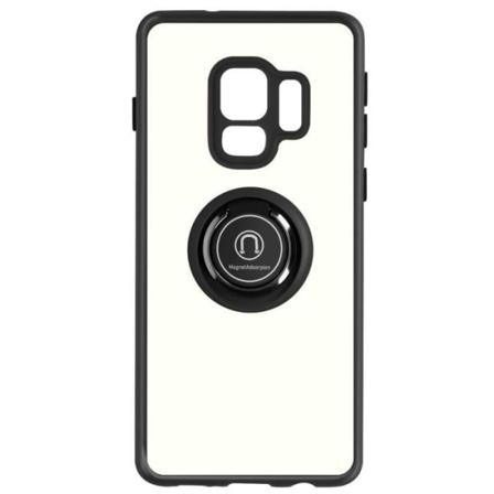 Samsung Galaxy S9 Cover Bi-materiale Metal Ring Video Support sort