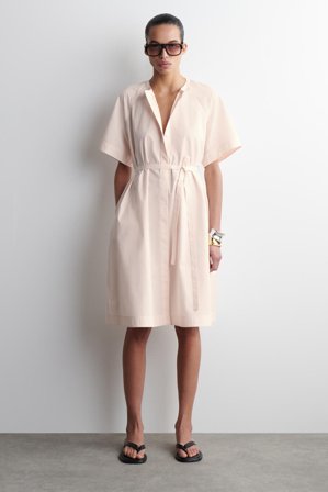COS Women's Raglan-Sleeve Cotton Midi Dress in Pink
