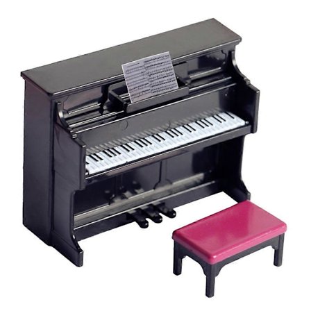 1 Sæt Dukkehus Plastik Klaver med Skammel Miniatur Musikinstrument Model Sæt