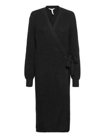 Objamelia L/S Knit Wrap Dress 122 Dresses Wrap Dresses Svart Object