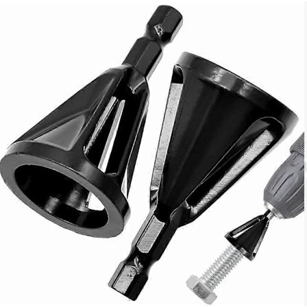 Set med 2 externa avgradningsfasverktyg för borr, för att eliminera skador på utdragare, passar storlek 8-32 bultar, rostfritt stål