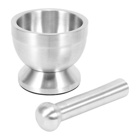 Morter og støtersett i rustfritt stål Hvitløkskrydderkvern Apotek Urtebollekvern Kjøkkenverktøy