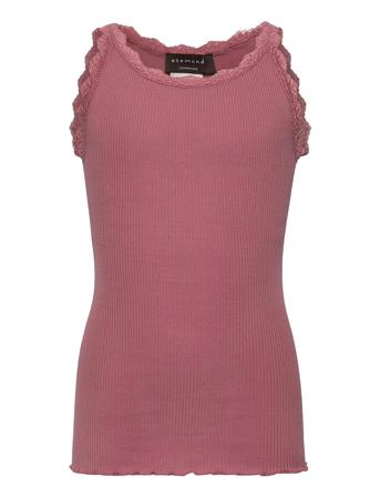 Silk Top W/ Lace T-shirts Sleeveless Rosa Rosemunde Kids*Betinget Tilbud