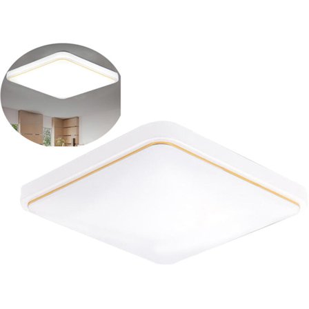 Firkantet LED-loftslampe AC220-V Hvid Farve Køkken Balkon Veranda Moderne Arealys, Guldlinje, 220 220 50 mm