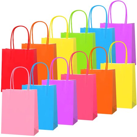 24 stk. Regnbue Fest Goodiebags Papirposer 12 x 6 x 15 cm Slik Slik Gaveposer med Håndtag til Fest Bryllup Gunst Fejringer