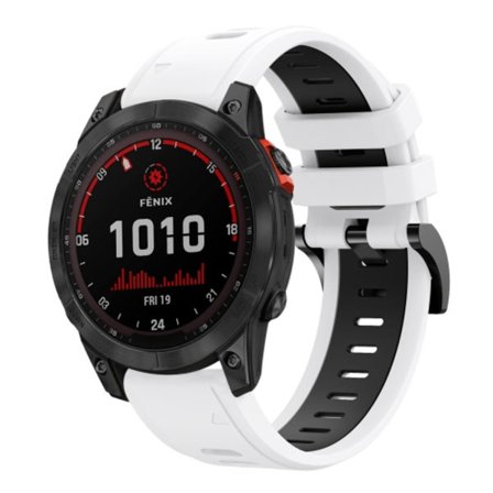 För Garmin Fenix ​​7 Solar 22mm Tvåfärgad Sports Silikon Watch Band