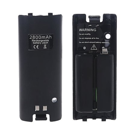 2 st svartvita uppladdningsbara batterier för Wii-spelkonsoltillbehör 2800mah(svart)