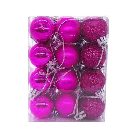 24 stk. julekulepyntsett, knusesikre hengende tredekorasjoner til jul, glitrende julekuler [HK]