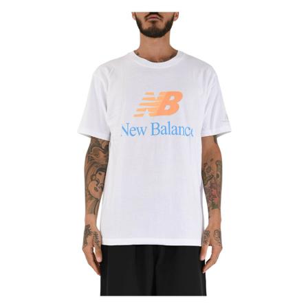 New Balance, T-shirt Biały, Mężczyzna, Rozmiar: M