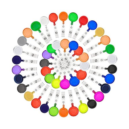 60-pack utdragbara märkesrullar, märkesklämmor för att hänga namn-ID-kort, skol-ID-kort, nyckelring