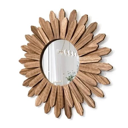 (pow yeah!)TS-Rundt veggspeil med treramme og elegant design