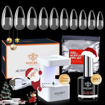 American Nail Kit, 500st Lång Transparent Press On, Nails Med Ultraportabel Led Nail Lamp