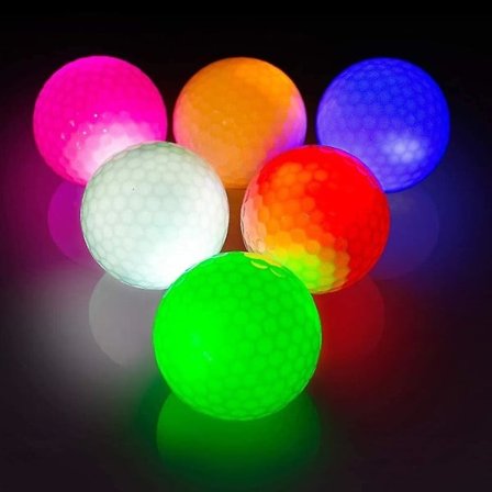 6-pak LED selvlysende golfbolde med blinkende lys