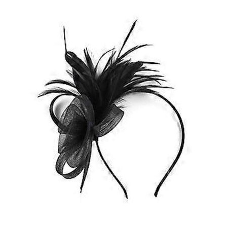 1920'er Fjerprydet Pandebånd med Blomst Elegant Hårbånd Hårstylingtilbehør til Kvinder Æstetisk Formel Banket Hårbånd Sort