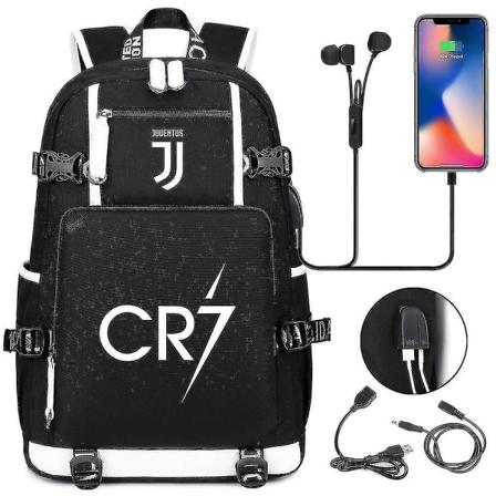 2022 C Ronaldo 7 -reppu Juventus Champions Leaguen olkareppu jalkapalloreppu USB ladattava monitoimilaukku A